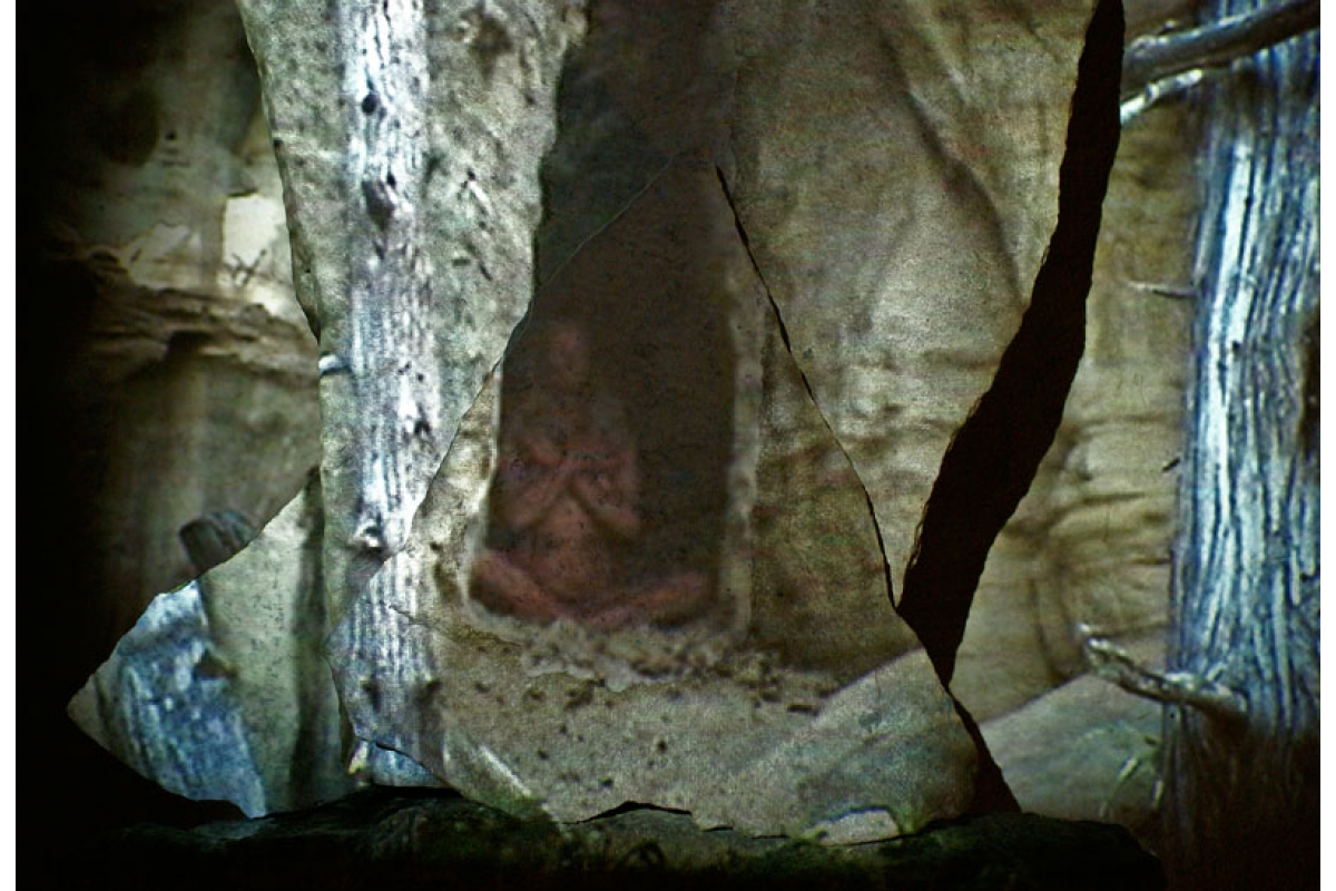video projection on stone